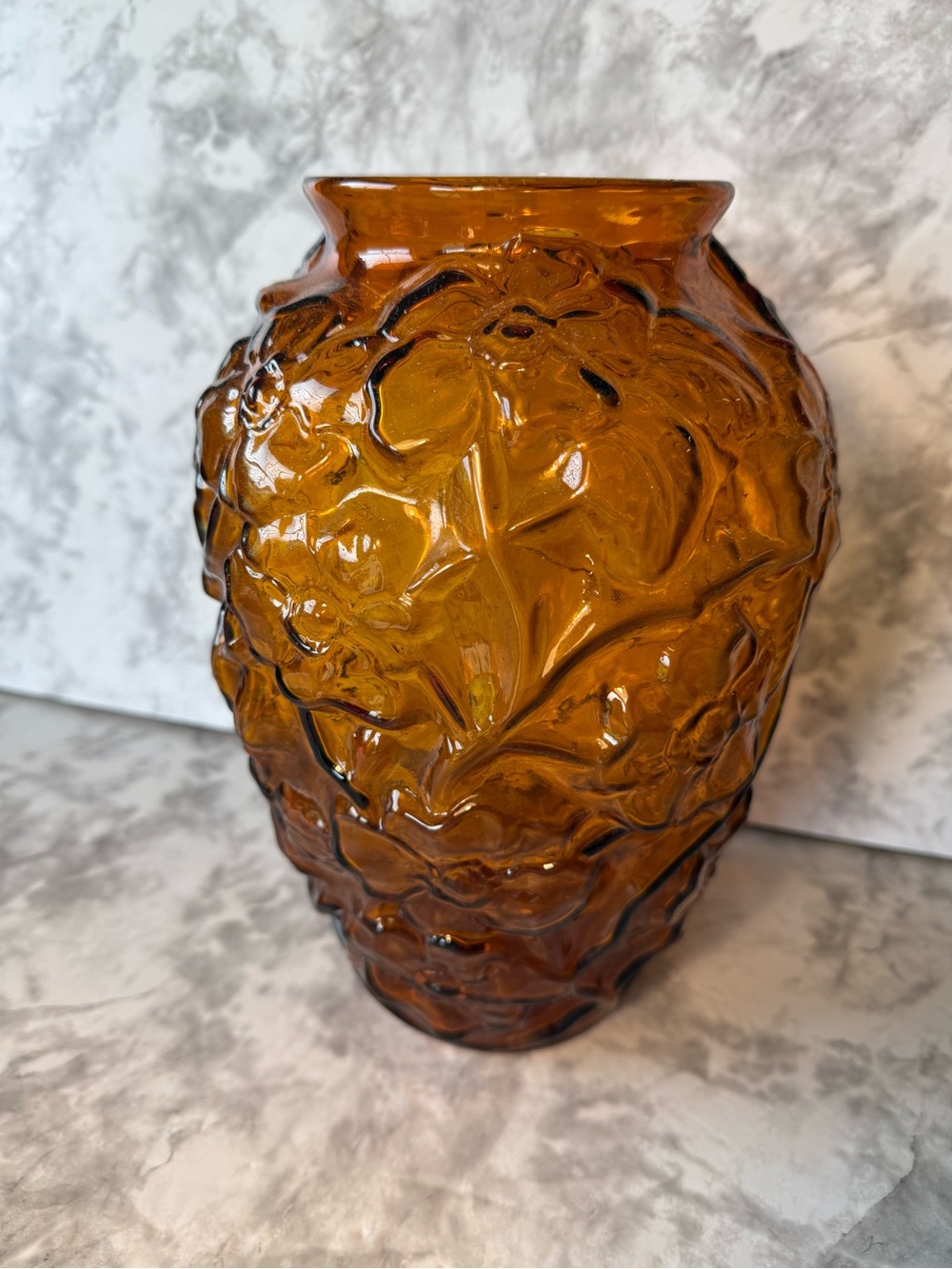 vintage Imperial Glass Co. La Bella Rosa marigold carnival glass vase